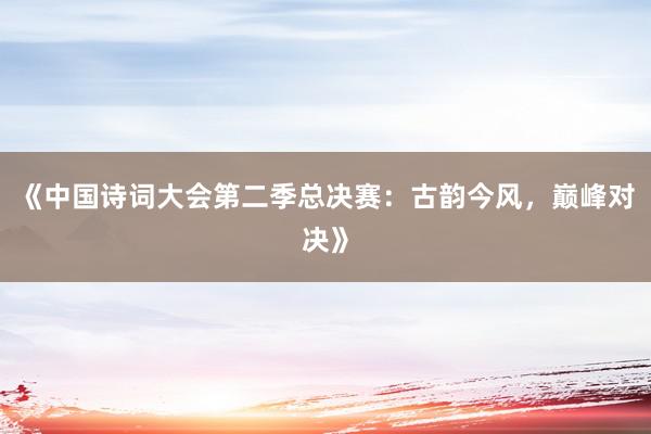 《中国诗词大会第二季总决赛：古韵今风，巅峰对决》